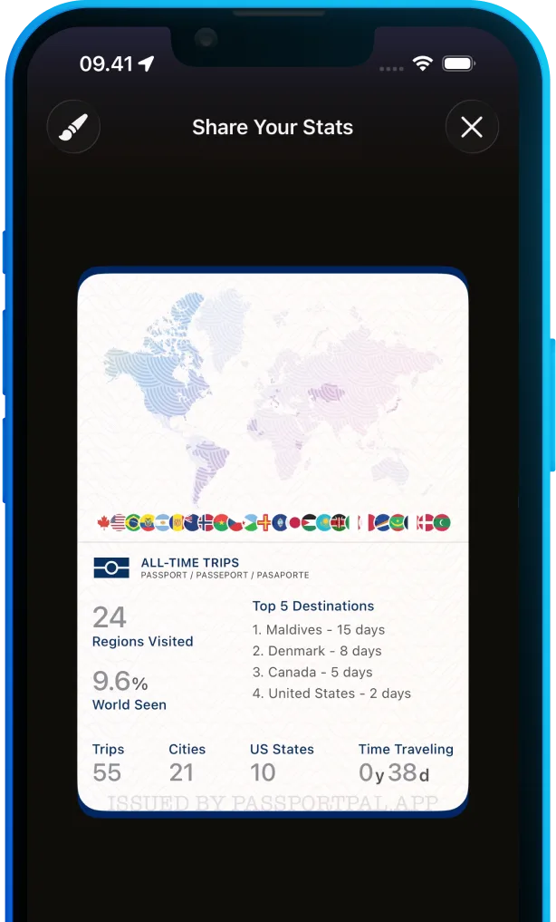 PassportPal feature screenshot: Share your trips