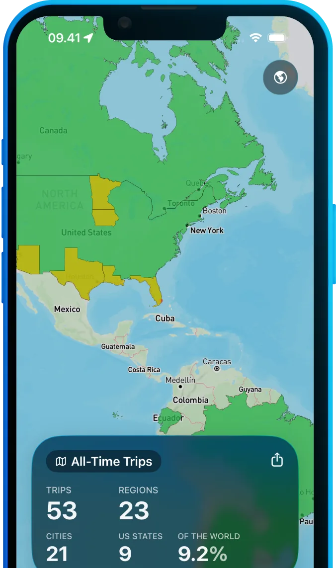 PassportPal feature screenshot: Track where you've been