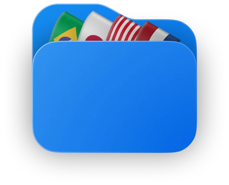 A folder of country flags